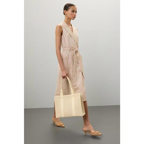 Clare V. Noemie Beige Perforated Handbag Tote with Stain - Picture 1 of 12